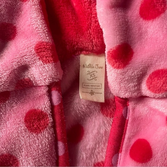Matilda Jane Wonderment All Clean Fluffy Pink Polka Dot Bath Robe - Picture 7 of 8